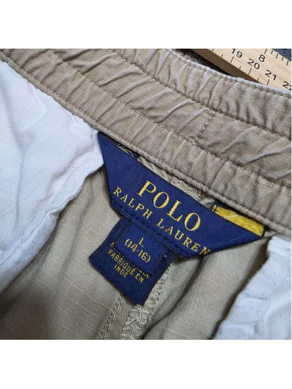 Polo Ralph Lauren Cargo Pants Boys L 14 16 Khaki Drawstring Pony Logo